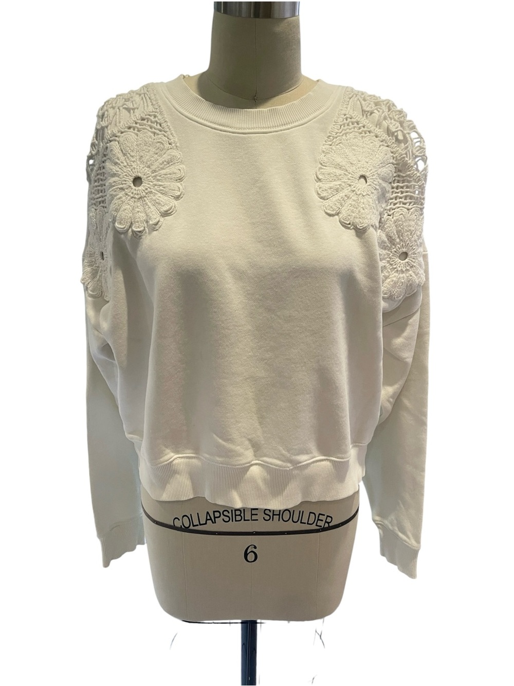 RARE Crochet Lace Trim Sweatshirt - Medium
